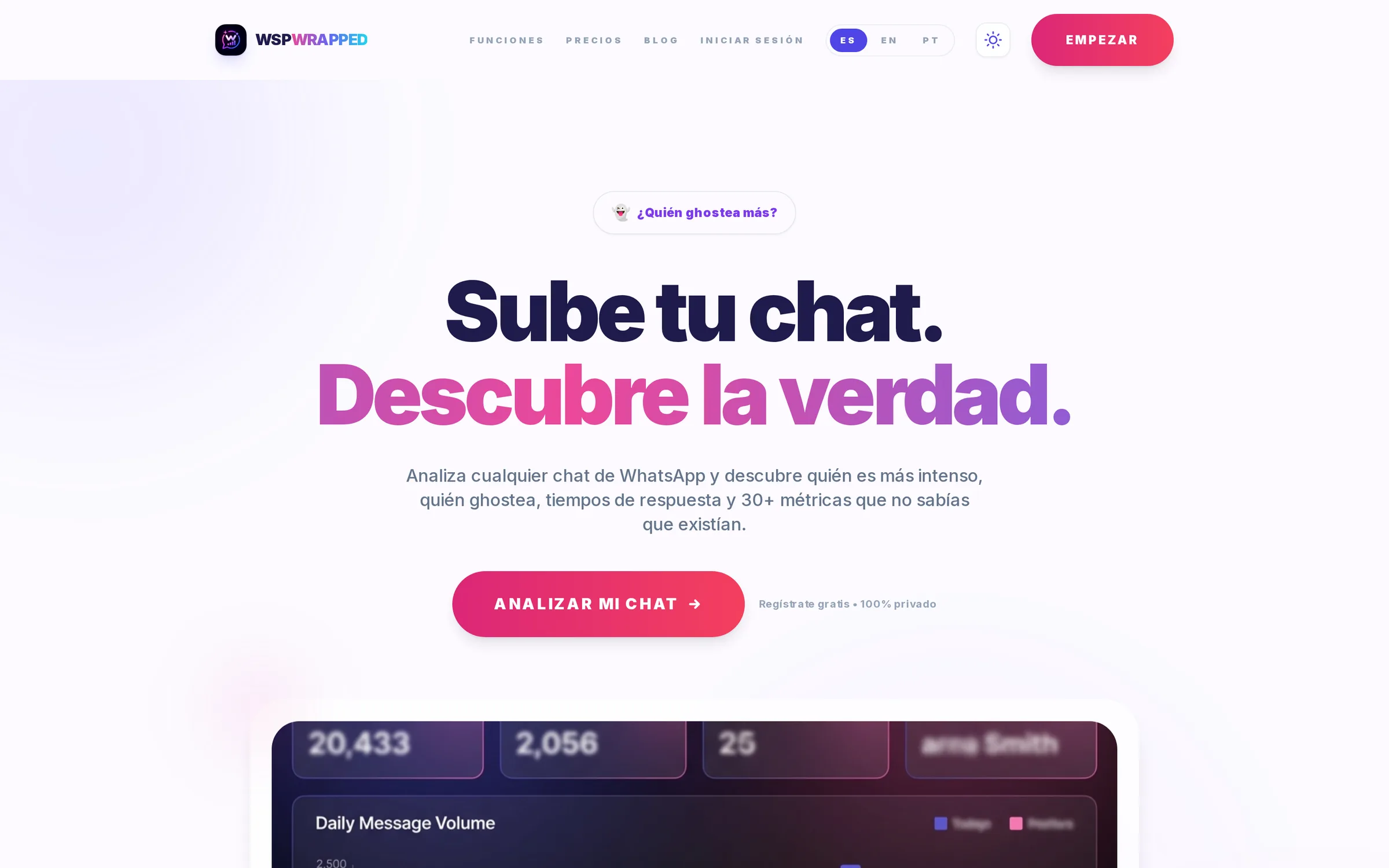 wspwrapped.online homepage: WhatsApp chat analysis